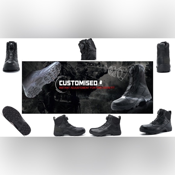 HANAGAL - BOA Lacing and Waterproof Black tactical boots 6 inch - Picture 3 of 9
